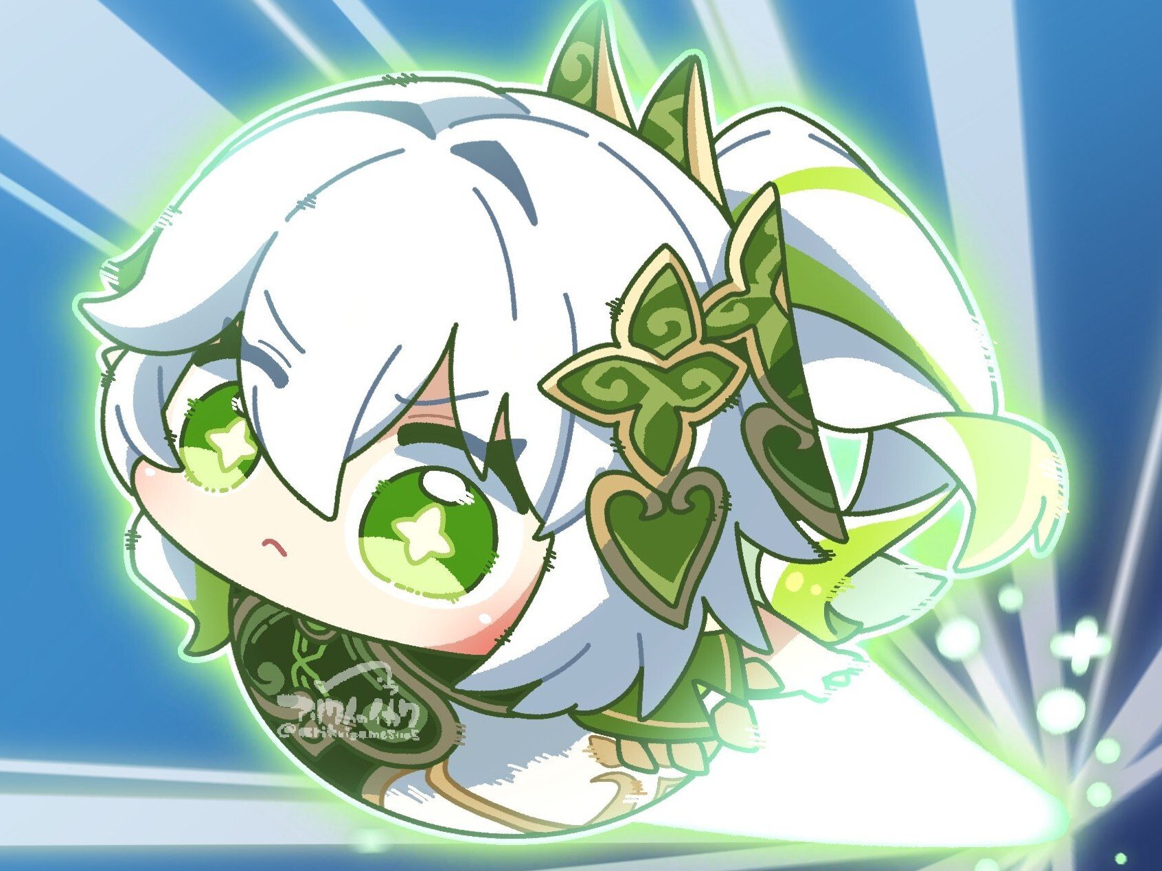 genshin impact dendro nahida archon missile nucleaire frappe chibi aura farm