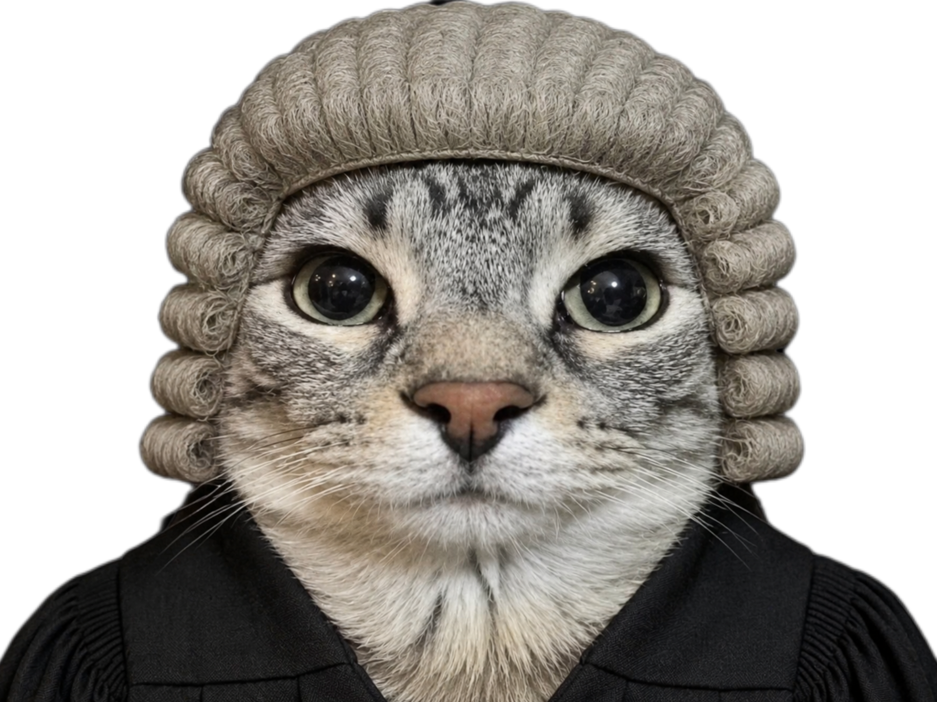 chat mignon gris juge zoom matou avocat justice