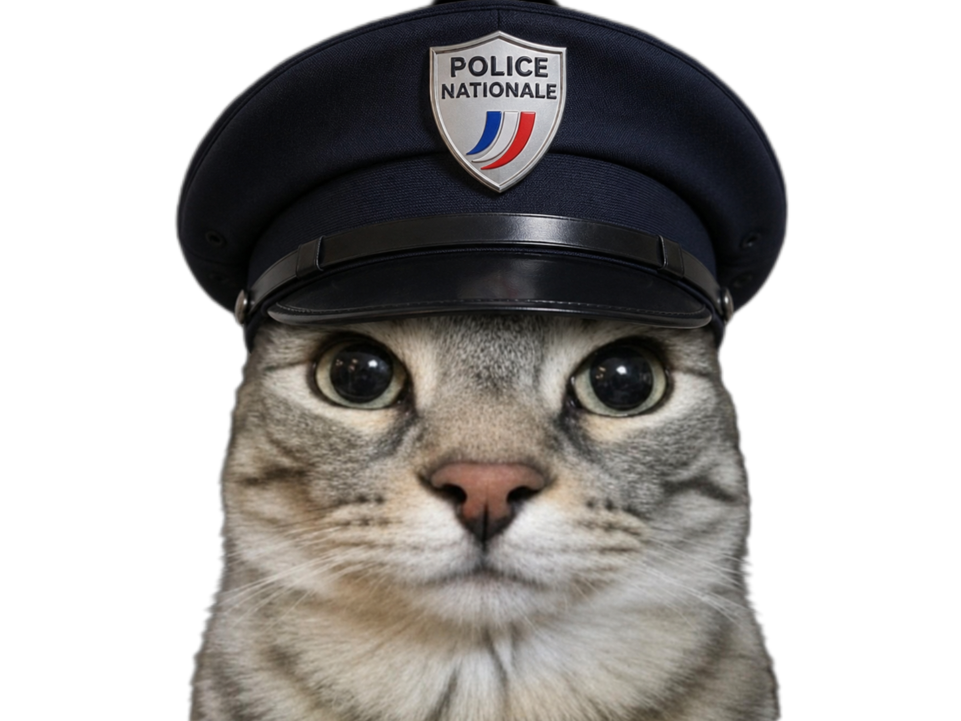 chat mignon gris police keuf flic