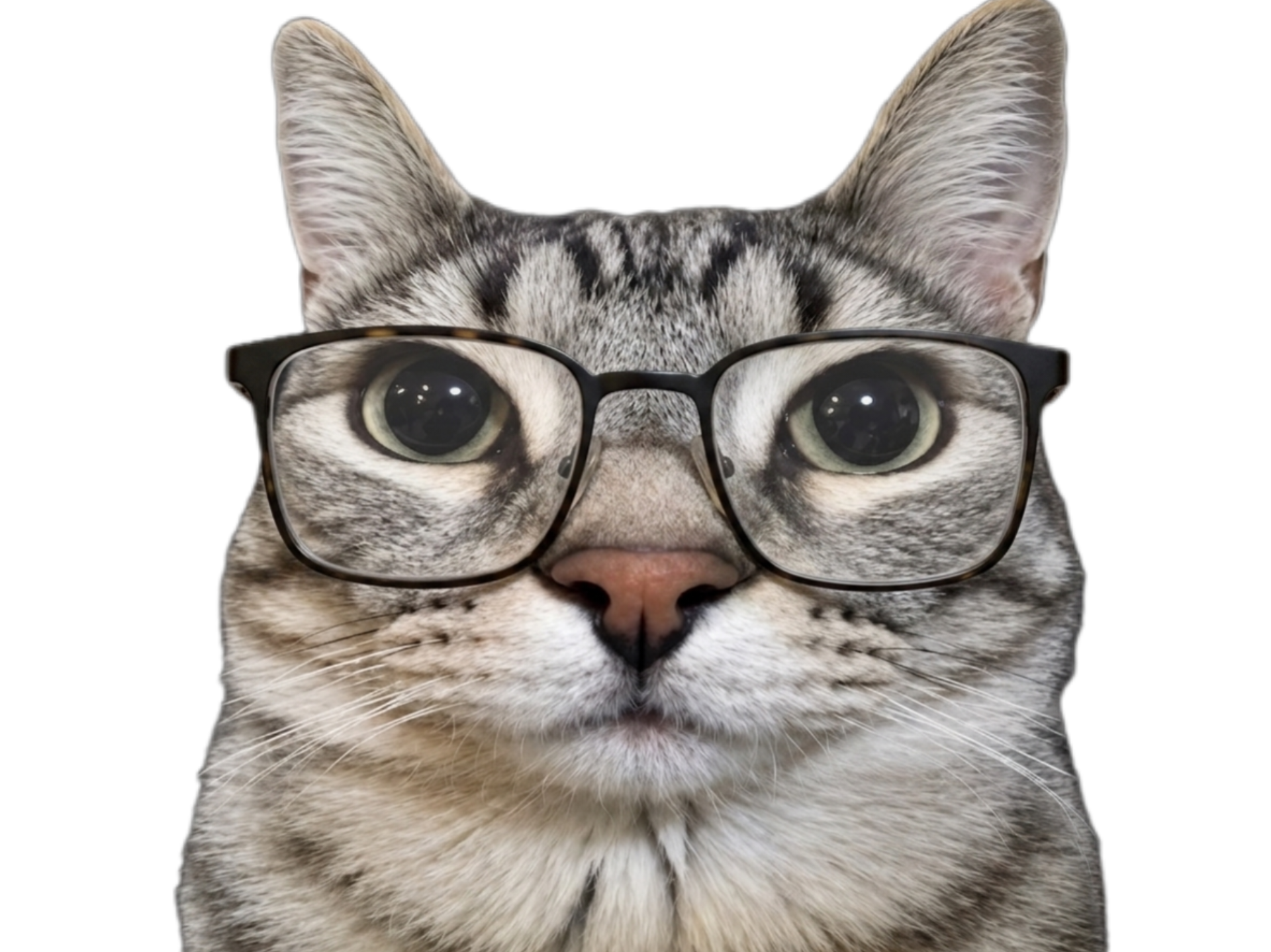 chat mignon gris lunettes