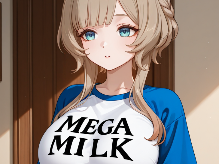 genshin impact fatui sandrone mega lait milk seins shirt
