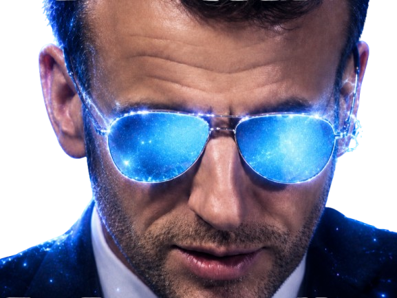 macron lem lebigm bigm big m president france chad alpha male lunettes bleus