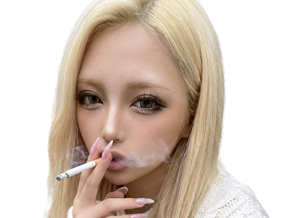 asiatique asian badass style blonde rinka mazogari fume cigarette smoke