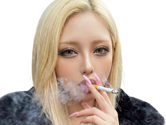 asiatique asian badass style blonde rinka mazogari fume cigarette smoke