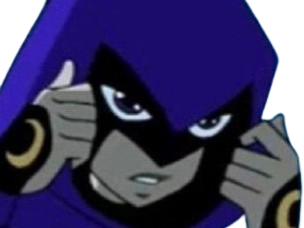 raven teen titans violet pourpre dc comics demi demone trichoporphyree indigo capuche