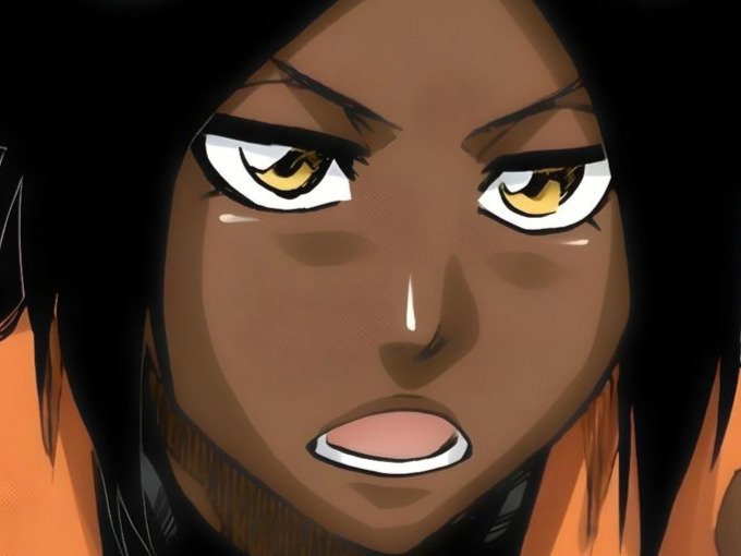 yoruichi shihouin bleach cheveux pourpre yeux jaune or desdemone dess fic bloop