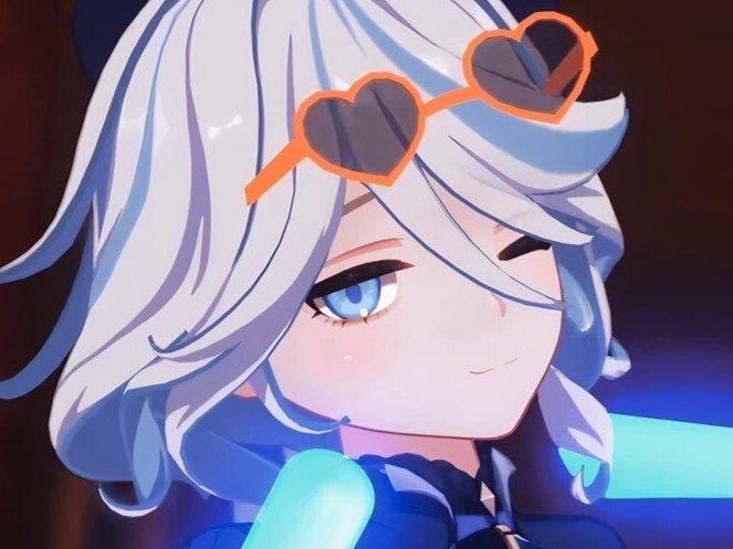 furina neon hydro fontaine genshin impact lunettes coeur