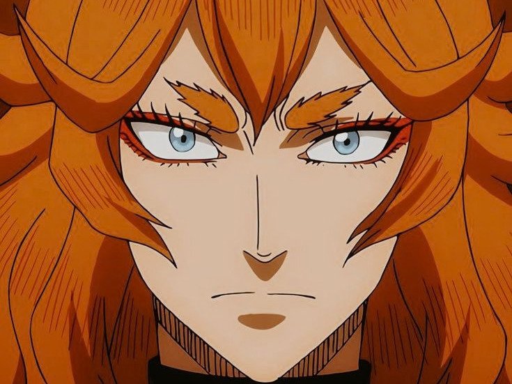 mereoleona vermillion black clover marie vermeil cheveux rouge yeux bleu fic bloop