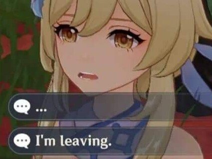 genshin impact lumine im leaving mc traveler