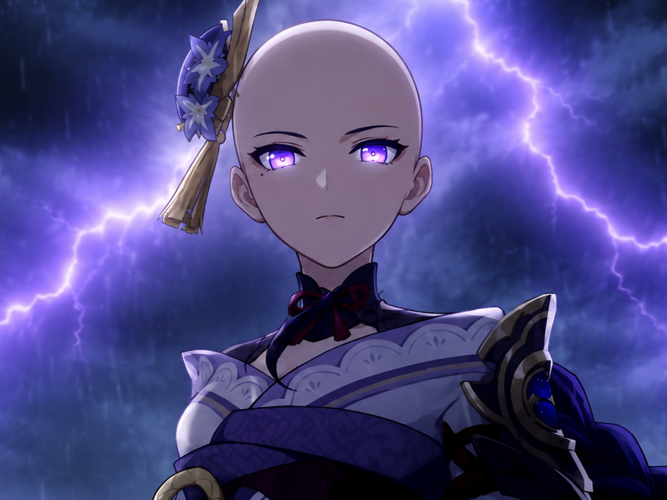 genshin impact raiden ei electro shogun chauve archon inazuma calvitie norwood