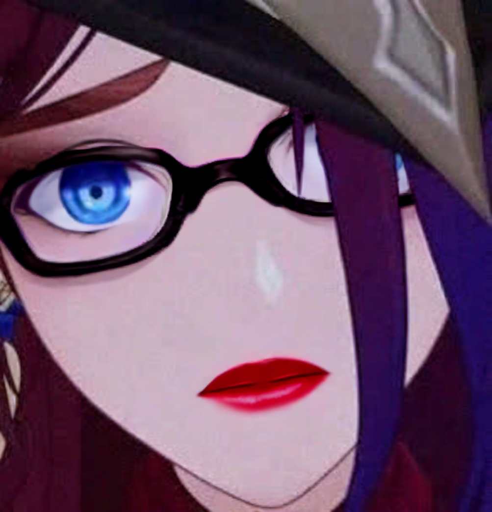 genshin impact chasca anemo natlan lunettes maquillage rouge a levre