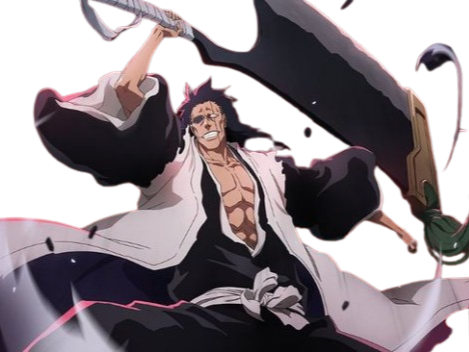 zaraki kenpachi bleach cheveux noir bandeau cicatrice sepp fic bloop shikai epee katana