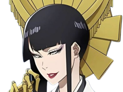 senjumaru shutara bleach cheveux noir frange khol broche soleil amaterasu fic bloop