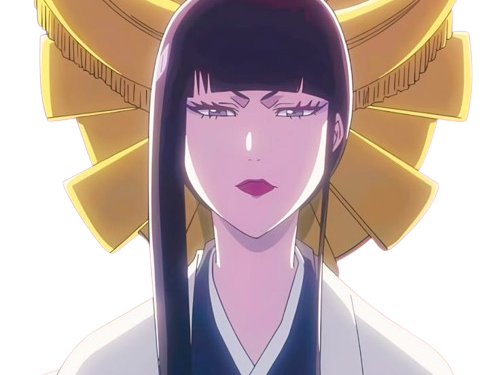 senjumaru shutara bleach cheveux noir frange khol broche soleil amaterasu fic bloop