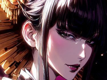 senjumaru shutara bleach cheveux noir frange khol broche soleil amaterasu fic bloop
