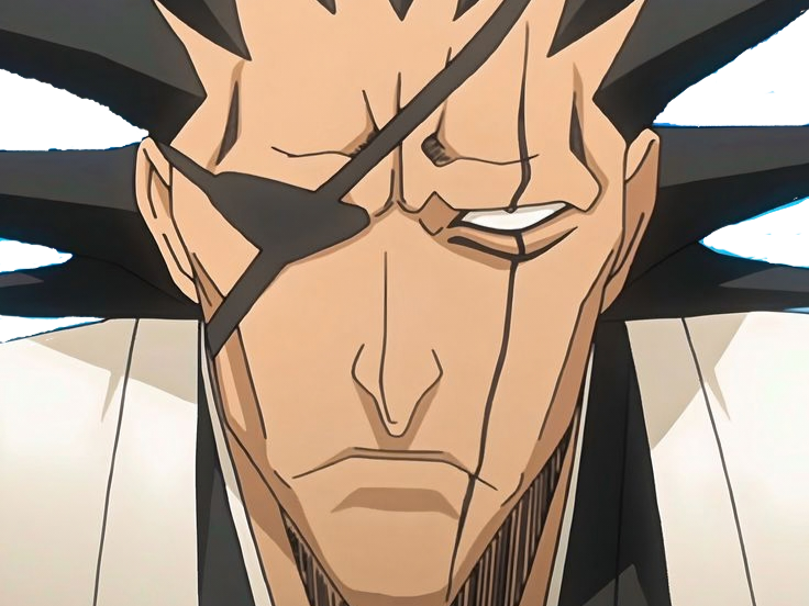 zaraki kenpachi bleach cheveux noir cicatrice bandeau sepp fic bloop