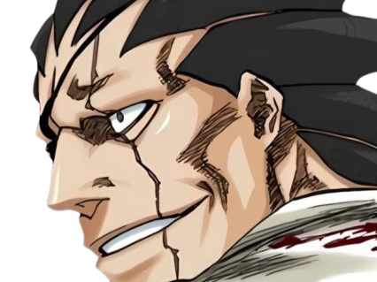 zaraki kenpachi bleach cheveux noir cicatrice bandeau sepp fic bloop