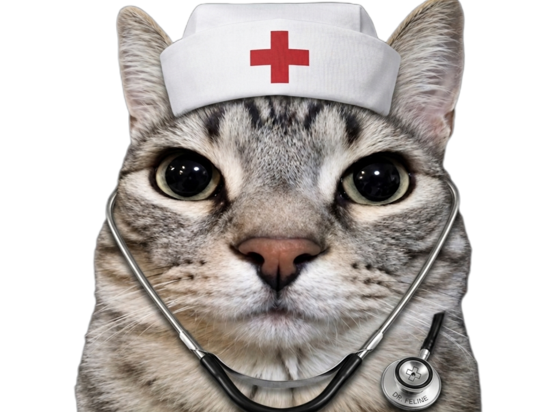 chat mignon gris infirmier medecin docteur hopital