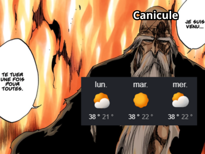 yamamoto genryusai bleach feu flammes canicule chaleur combat yhwach achever je suis venu te tuer