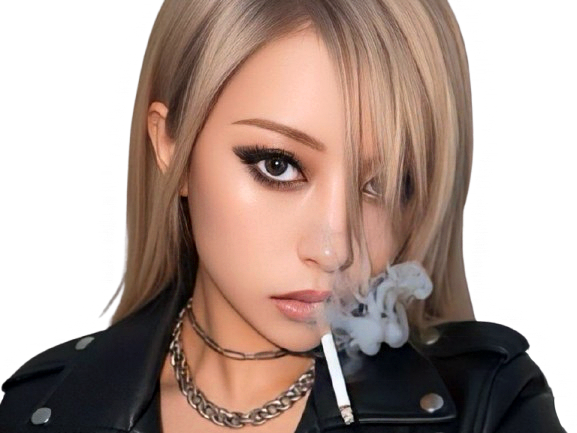 asiatique blonde badass cigarette perfecto fume fumee smoke regard
