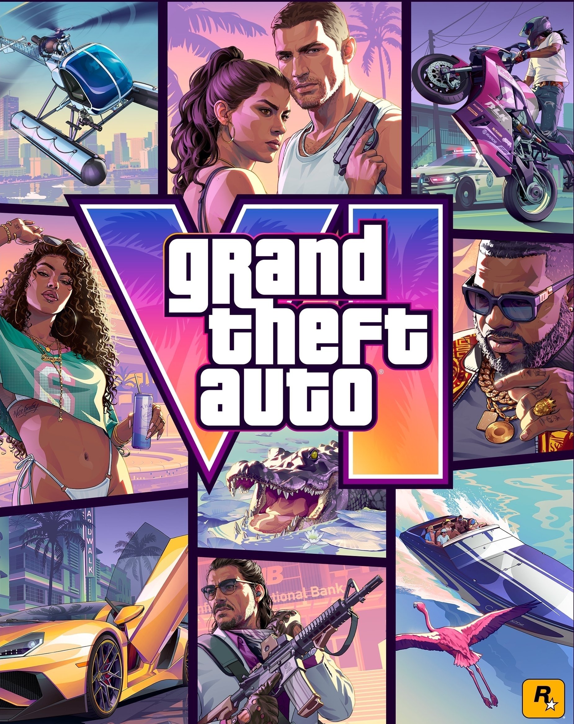 gta gta6 gtavi vi lucia vice city miami grand theft auto artwork officiel