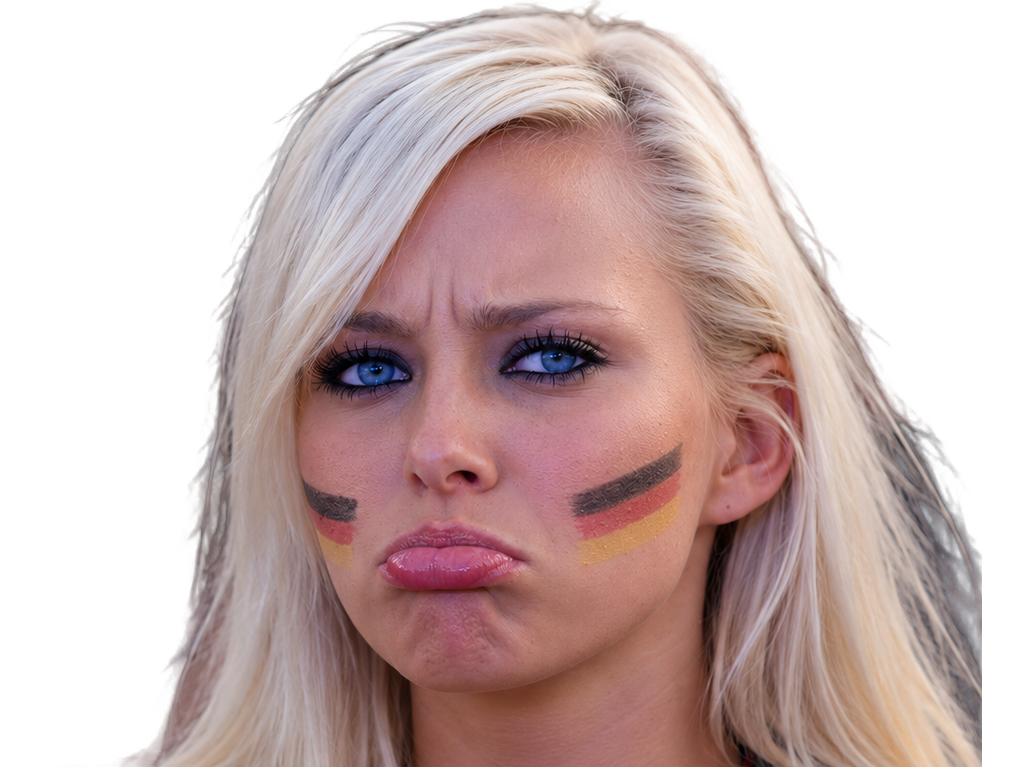 supportrice allemande allemagne coupe monde euro boude boudeuse triste enerve foot football sport supporter