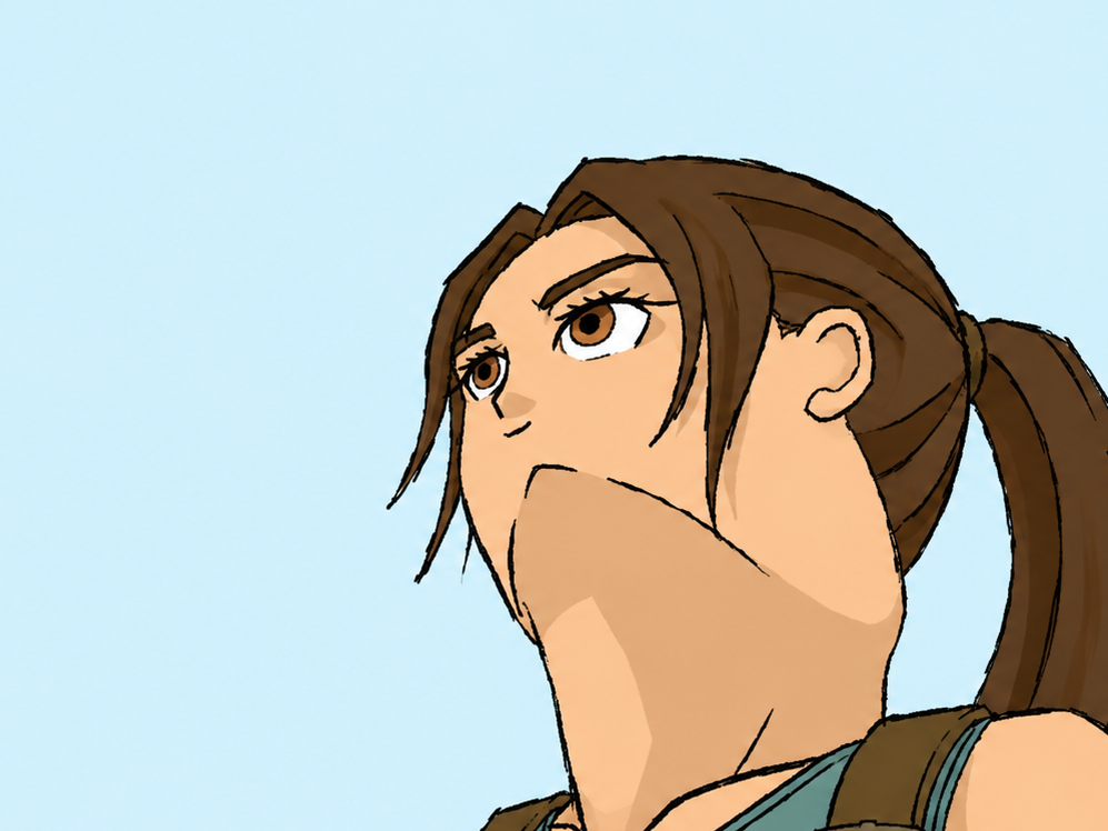 tomb raider lara croft regard menton paint chin