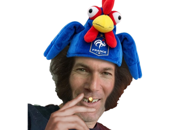 zidane zizou foot benzemonstre fume joint rouflaquette pattes chauve supporter footix edf france