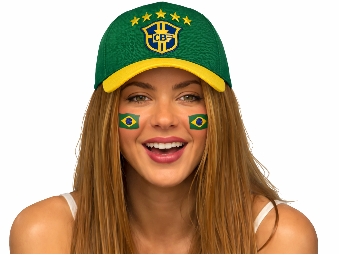 shakira bresil casquette supportrice sourire cdm2026 drapeau
