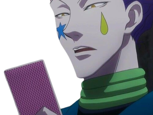 hisoka morow hunter hxh cheveux cinabre yeux jaune ambre clown isaac netero fic bloop carte