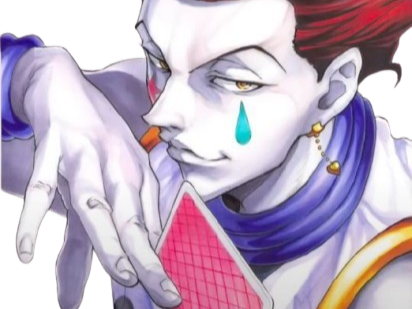 hisoka morow hunter hxh cheveux cinabre yeux jaune ambre clown isaac netero fic bloop carte