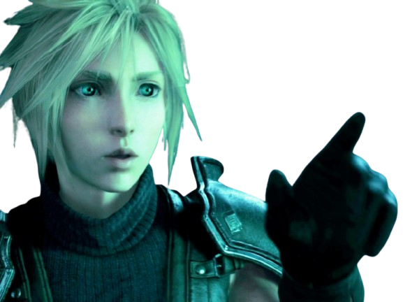cloud strife ff7 final fantasy vii trouver montrer pointer