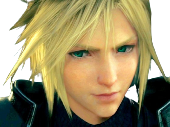 cloud strife ff7 final fantasy vii sourire narquois confiant