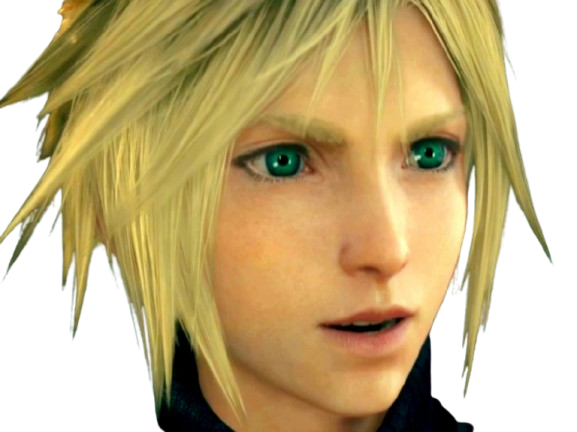 cloud strife ff7 final fantasy vii sourire narquois confiant