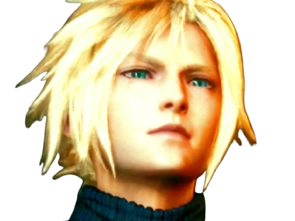 cloud strife ff7 final fantasy vii sourire narquois confiant