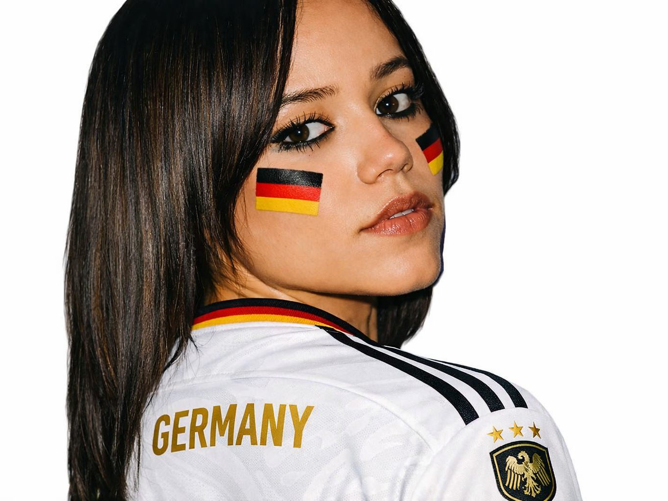 jenna ortega cdm2026 maillot football drapeau cute allemagne germany