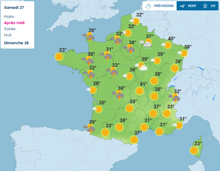 kalokairi solaire solaris 2026 summer chaleur calor fondre fondu meteo climat map carte verano canicule