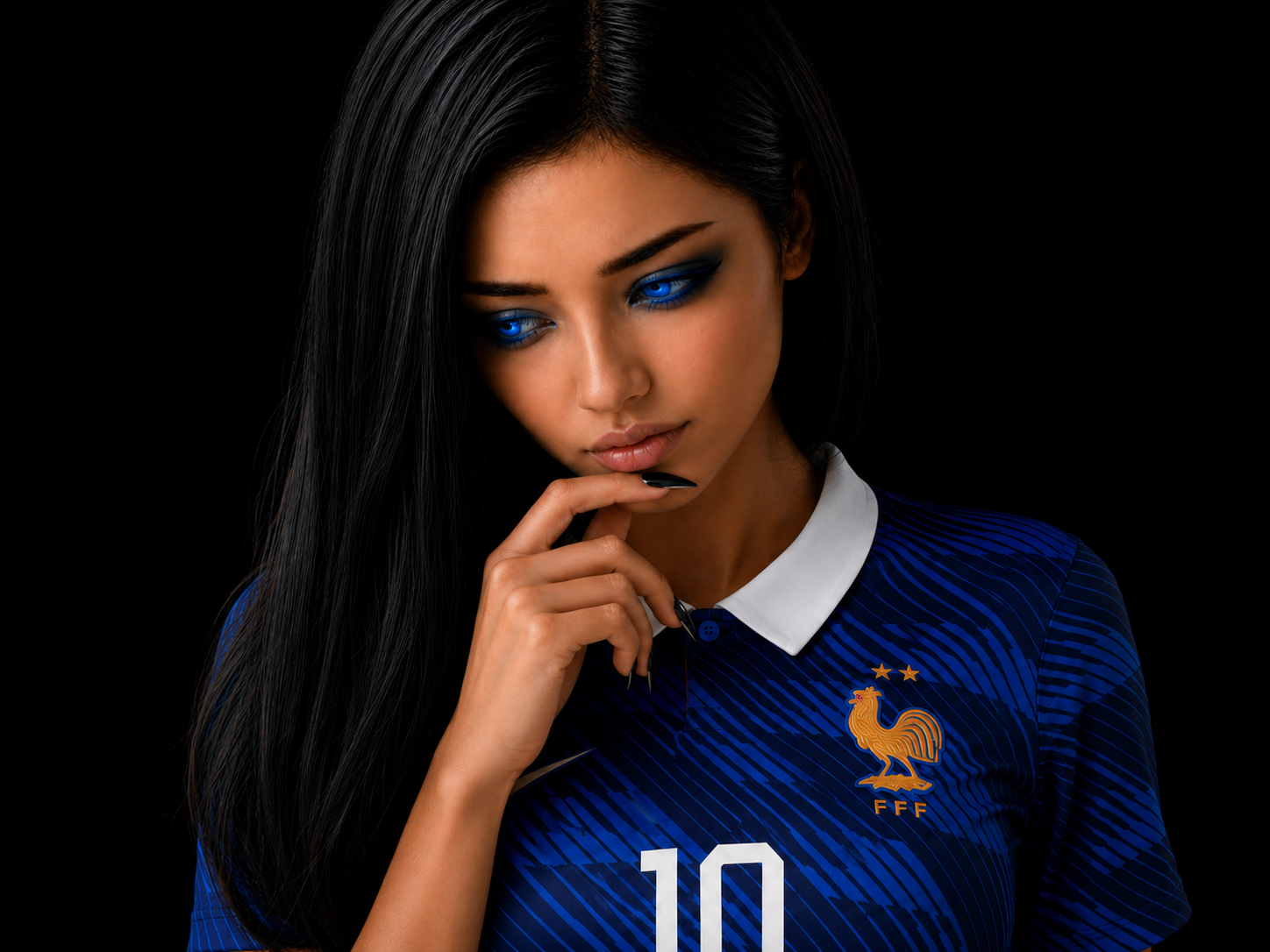 alicia bleue brune mbappe pensive