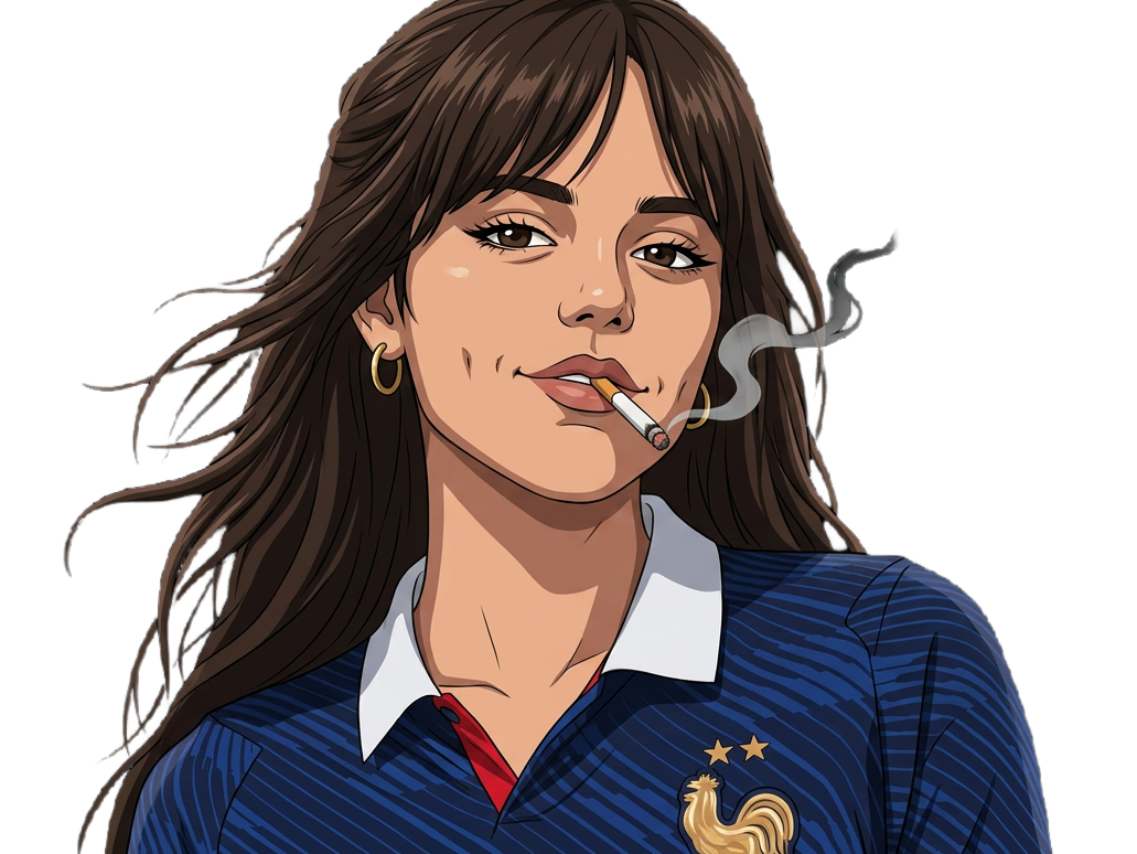 jenna ortega maillot france coupe monde foot football clope cigarette anime manga