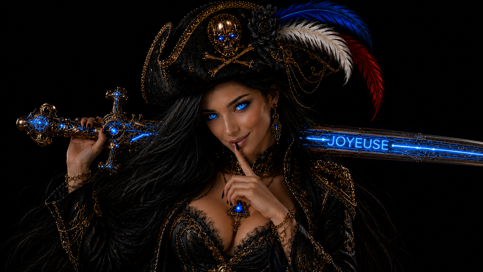 alicia bleue brune princesse pirate coquine
