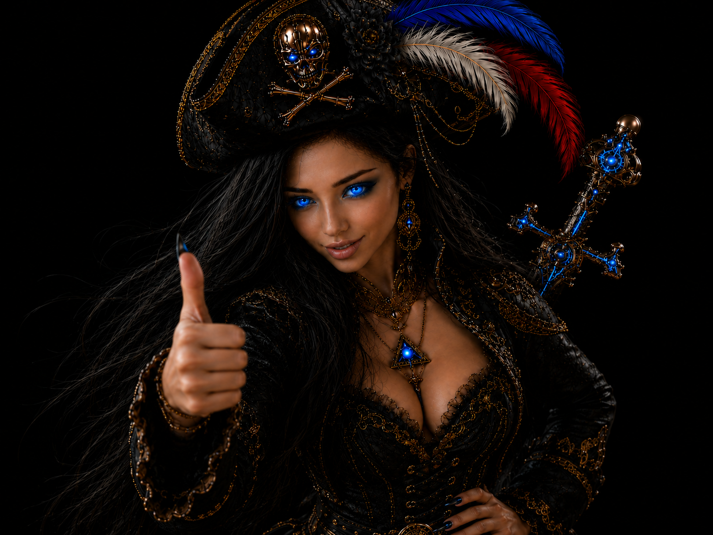 alicia bleue brune princesse pirate approuve