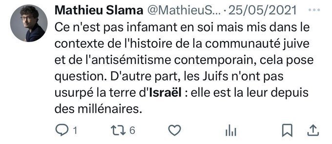 mathieu slama israel gauchiste anti france juif gauche gaucho collabo ordure traitre