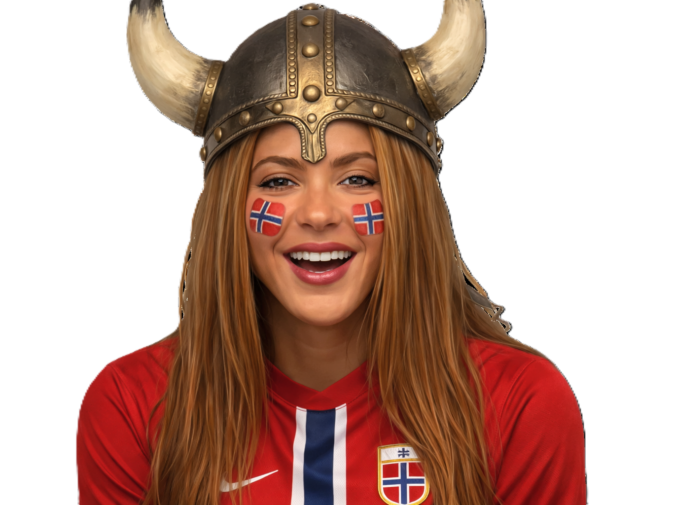 shakira norvege maillot cdm2026 haaland viking casque drapeau