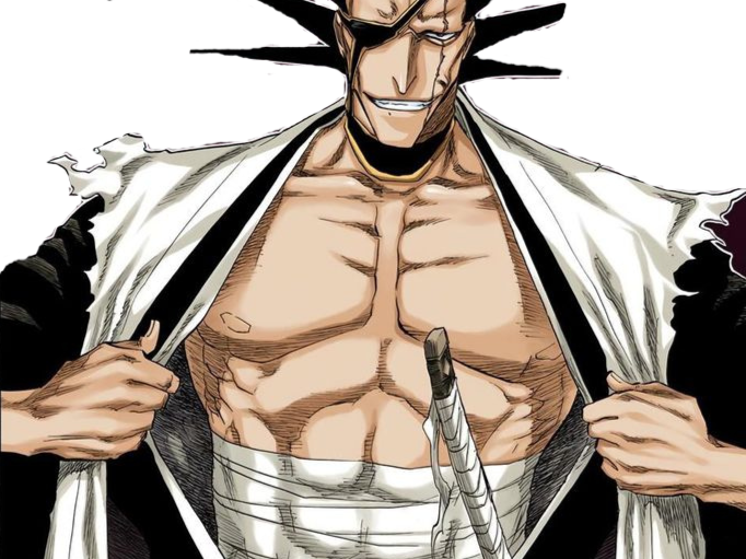 zaraki kenpachi bleach cheveux noir cicatrice bandeau sepp fic bloop