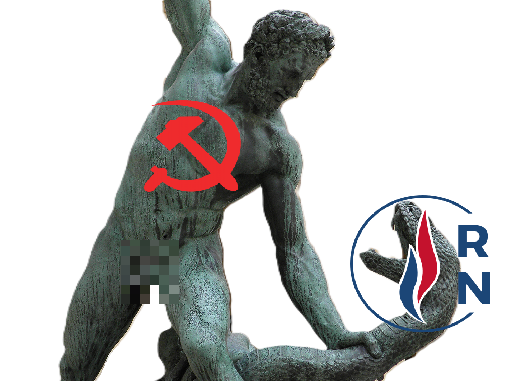hercule serpent communisme faucille marteau etrangle rn fn rassemblement front national chofs lfi