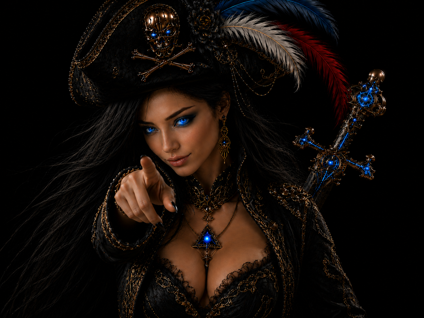 alicia bleue brune princesse pirate huhu