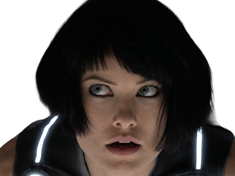 Sticker quorra iso tron heritage legacy film 2010 femme olivia wilde vingtaine yeux bleus cheveux noirs par Dark-63