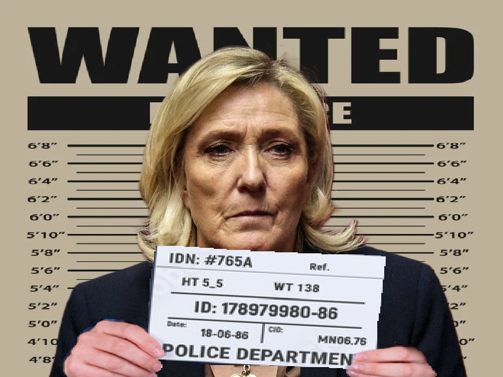 marine le pen bracelet taularde mugshot corruption prisonniere prison rn fn wanted