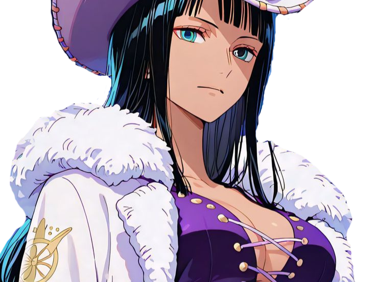 nico robin one piece ninon cheveux noir yeux bleu fic bloop chapeau manteau bustier