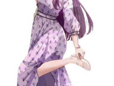 fern frieren cheveux violet yeux indigo broche fic bloop robe mauve